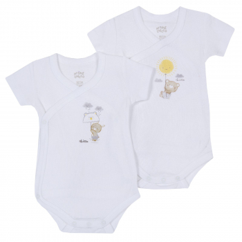 Боди 2 шт. Chicco принт Мишка с зонтом, для мальчиков и девочек, цвет белый