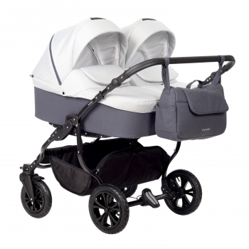 Коляска для двойни Indigo CHARLOTTE Sity DUO  — т.серый+св.серый