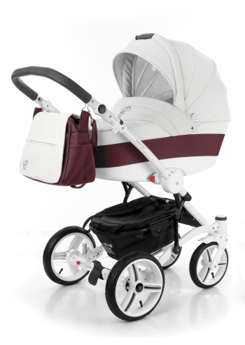 Коляска для новорожденных Esspero Grand Tour (шасси White GT) — Maroon leatherette