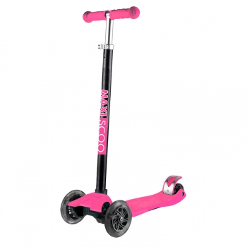 Самокат Maxiscoo Junior трехколесный со светящимися колесами — Розовый