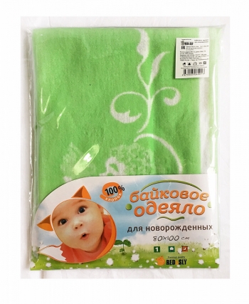 Одеяло байковое RED&SLY 80х100 для новорожденных — Салатовый