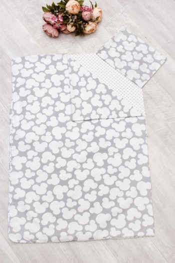 Комплект в кроватку 3 предмета 1,5 спальный AmaroBaby Time To Sleep Мышонок — Серый