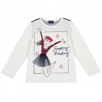 Лонгслив Chicco принт Sunday, для девочек, цвет белый