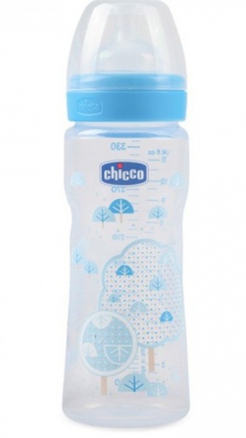 Бутылочка Chicco Well-Being Boy 4 мес.+, сил. соска, быстрый поток, РР, 330 мл 310205011