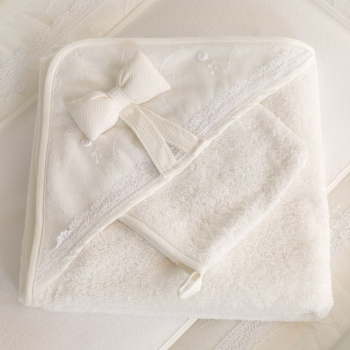 Полотенце-уголок Funnababy Premium Baby 90x90 см + варежка — Белый