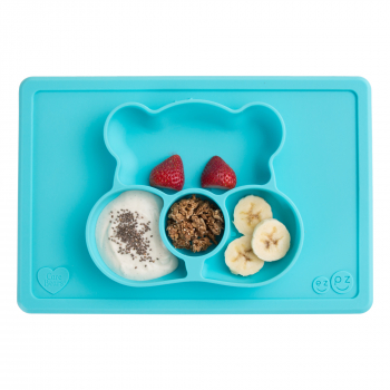 Тарелка с подставкой EZPZ HAPPY MAT ЗАБОТЛИВЫЕ МИШКИ — бирюзовый