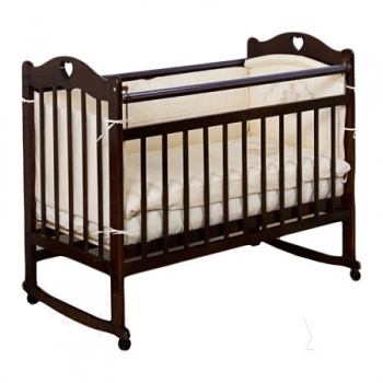 Детская кроватка Farfello Incanto Sofi с сердечком (колесо/качалка) — темный