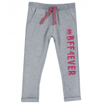 Брюки Chicco, принт Bff4ever, для девочек, цвет серый