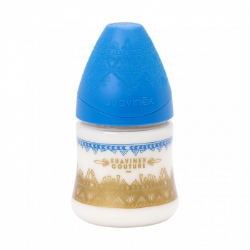 Бутылка Suavinex "Haute Couture NEW" от 0+ 150мл  с силиконовой круглой соской — синий