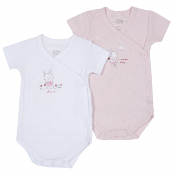 Боди 2 шт. Chicco для девочек, цвет белый и розовый