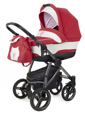 Коляска для новорожденных Esspero Newborn Lux (шасси Graphite) — Red Lux