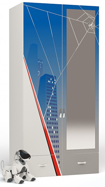 Шкаф 2х дверный ABC-KING ЧЕЛОВЕК ПАУК — с зеркалом