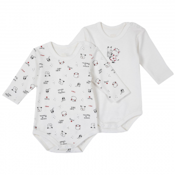 Боди (2 шт.) Chicco, принт Друзья, длинный рукав, для мальчиков и девочек, цвет белый