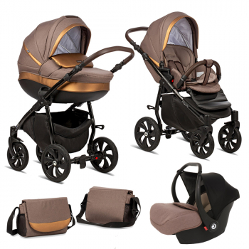 Коляска 3 в 1 Tutis Nanni — Кофе+Кожа Бронза