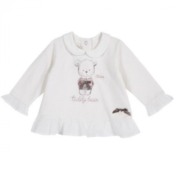 Лонгслив Chicco принт Красивый мишка, для девочек, цвет белый (ошибка)