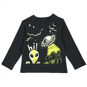 Лонгслив Chicco принт Hi!, для мальчиков, цвет чёрный (ошибка)