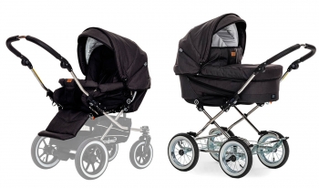 Коляска 2 в 1 Emmaljunga Edge Duo Combi Lounge (шасси Classic Chrome) — Black