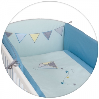 Постельное бельё Ceba Baby с вышивкой 3 предмета — Kite Mint/Blue