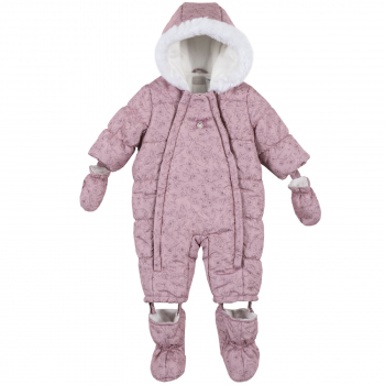 Комбинезон утепленный Chicco для девочек, с цветочками, цвет розовый — Розовый, р.74