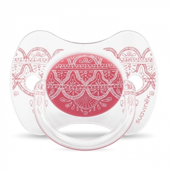 Пустышка Suavinex "Haute Couture NEW" от 18мес с силиконовой физиологической соской — розовый