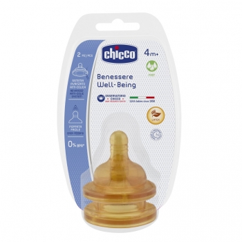 Соска Chicco Well-Being, 2 шт., 4 мес.+, латекс, быстрый поток, 310205156