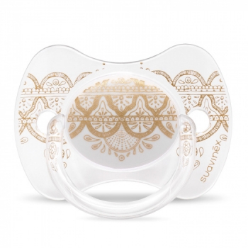 Пустышка Suavinex "Haute Couture NEW" от 18мес с силиконовой физиологической соской — белый