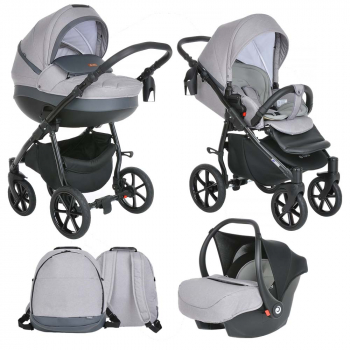 Коляска 3 в 1 Tutis Nanni (2021) — Серый+кожа Тем.Серый