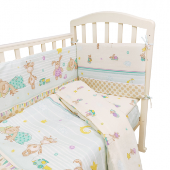 КПБ ALIS 3 предмета "Зверята с игрушками", бязь — голубой