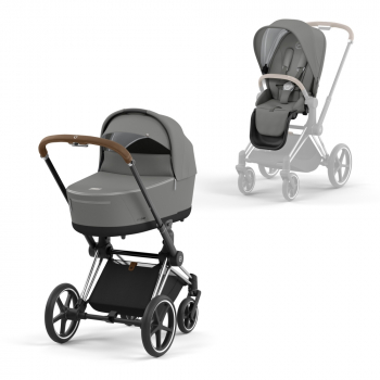 Коляска 2 в 1 Cybex Priam IV (шасси Chrome Brown) — Soho Grey