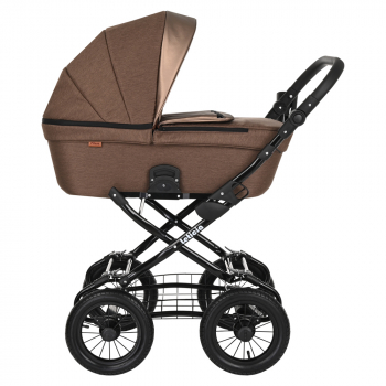 Коляска для новорожденных Pituso Leticia Classic/12d — Mocco+Кожа Brown Metalic