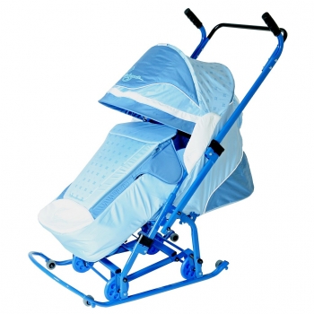 Санки-коляска RT СКОЛЬЗЯШКИ "Мозаика" — голубой-васильковый-белый