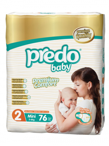 Подгузники Predo Baby Гигантская пачка (76 шт.) № 2 (3-6 кг) мини