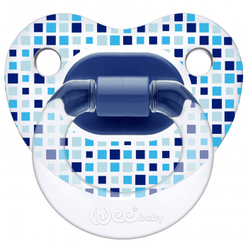 Ортодонтическая соска-пустышка WeeBaby прозрачная, с рисунком, с 18 месяцев — синий