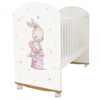 Детская кроватка Indigo "With Love" (колесо-качалка) массив березы — белый Балерина