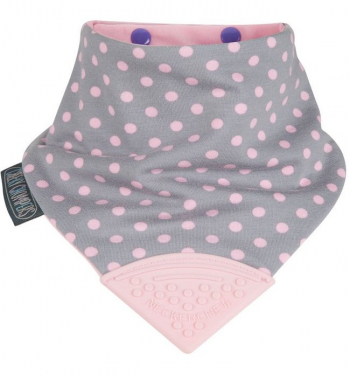 Нагрудник с грызунчиком премиум Cheeky Chompers — розовый горошек