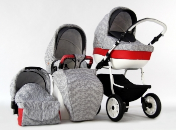 Коляска 3 в 1 Farfello Fortuna F-line — FL3 светло-серый цветы