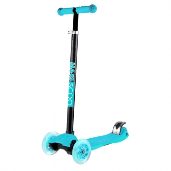 Самокат Maxiscoo Junior трехколесный со светящимися колесами — Голубой