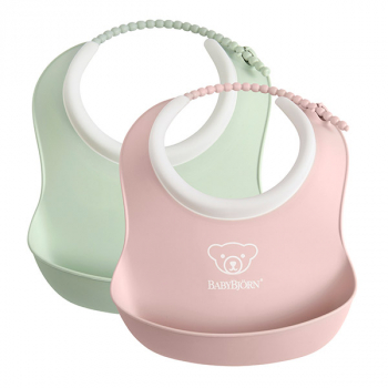 Нагрудник МИНИ мягкий с карманом BabyBjorn [ art. 0520 ] — 43 / нежно-зеленый/нежно-розовый