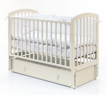 Кровать Fiorellino Tina маятник продольный на колёсах 120x60 — Слоновая кость