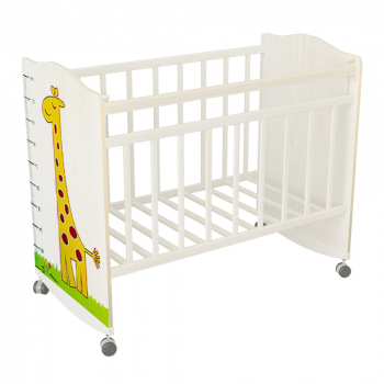 Детская кроватка ВДК "Морозко" (колесо-качалка) — белый-белый Жираф