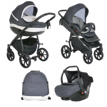 Коляска 3 в 1 Tutis Nanni (2021) — Графит+Кожа Св.Серый