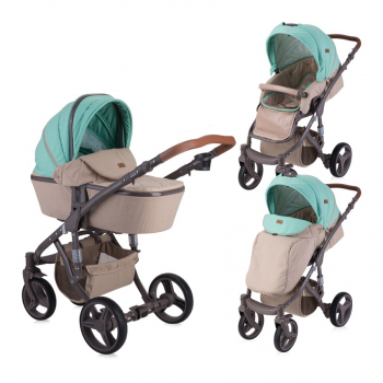 Коляска 2 в 1 LORELLI Rimini — Бежево-зеленый / Beige&Green Dots 1966