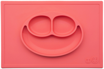 Тарелка с подставкой EZPZ HAPPY MAT — коралл