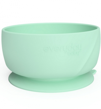 Детская силиконовая глубокая тарелка с наклонным дном на присоске Everyday Baby — мятный