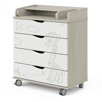 Пеленальный комод Pituso Жирафик Орион 804 ПВХ — Шимо светлый/Белый