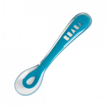Эргономическая ложка Beaba "2ND AGE SILICONE SPOON" — 913426 / Blue