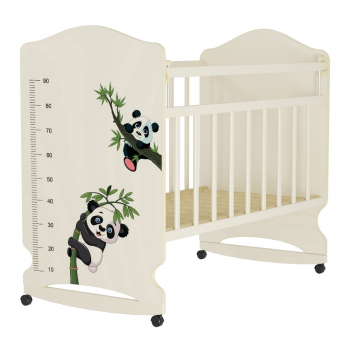 Детская кроватка ВДК "Морозко" (колесо-качалка с маятником) — бежевый-сл.кость Панды