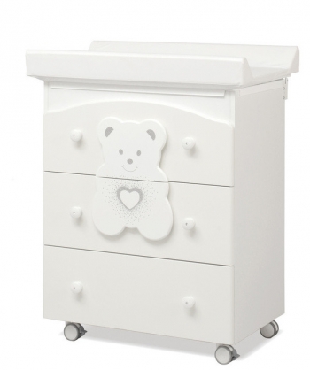 Пеленальный комод с ванночкой Erbesi Tiffany (со стразами Swarovski) — белый