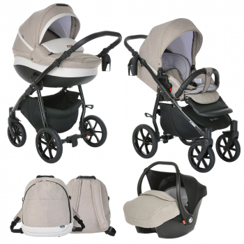 Коляска 3 в 1 Tutis Nanni (2021) — Капучино+Кожа Св.Беж