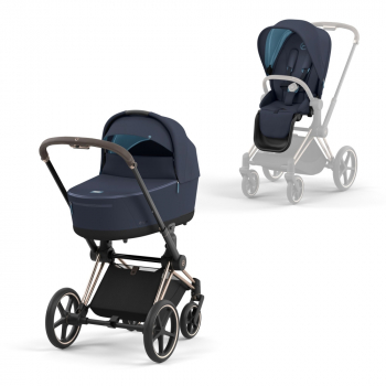 Коляска 2 в 1 Cybex Priam IV (шасси Rosegold) — Nautical Blue